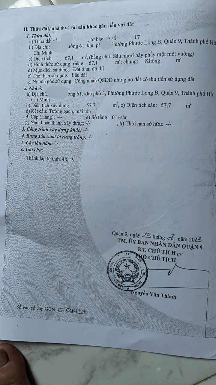 Bán nhà hẻm 22 đường 61 phường Phước Long B  Quận 9  giá 3,7 tỷ