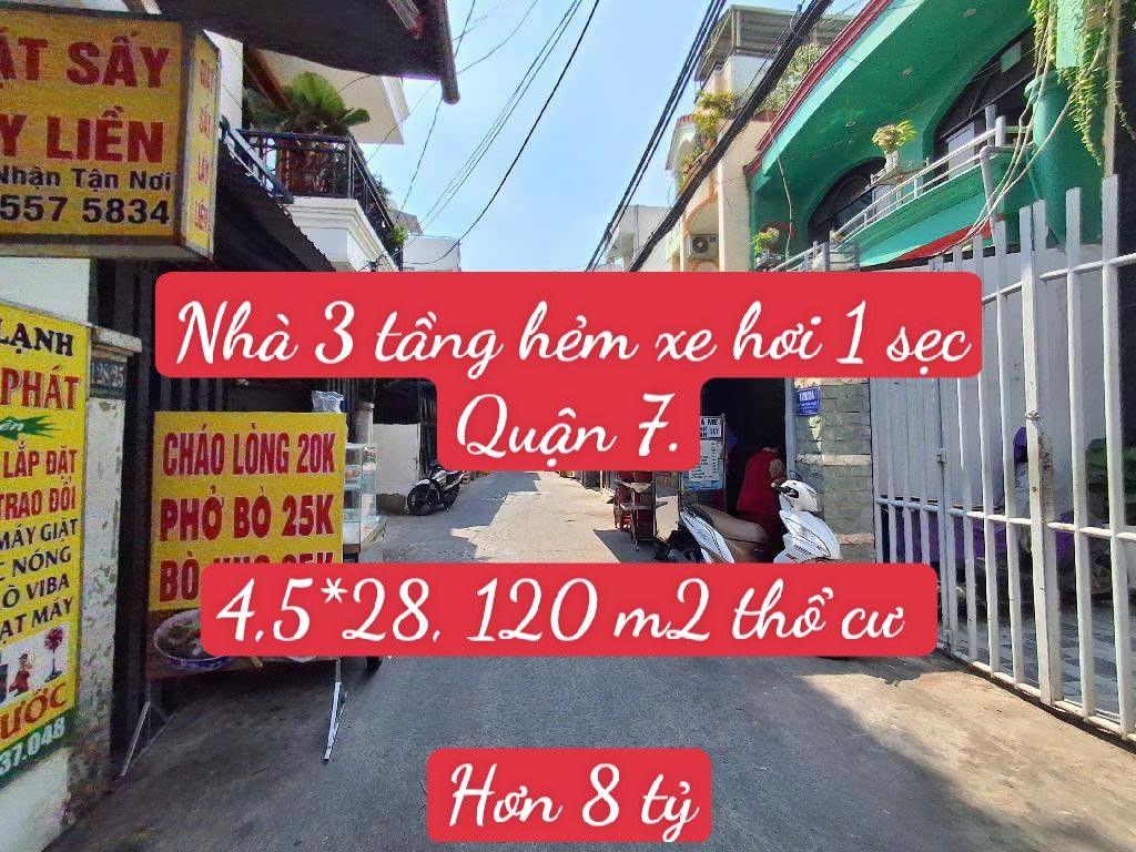 Nhà 3 tầng hẻm xe hơi 1 sẹc gần ngã tư Nguyễn Thị Thập Quận 7. 4,5*28 hơn 8 tỷ.