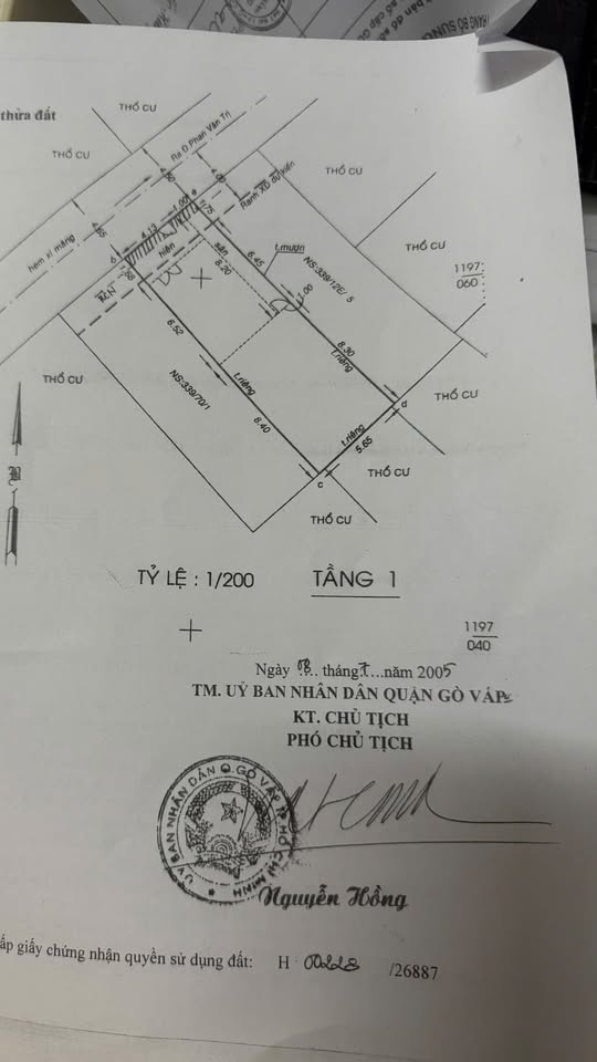 Bán nhà 497/24/9E Phan Văn Trị Phường 5 Gò Vấp. DT 5.2x16m, Cấp 4. Giá 10,5 tỷ TL