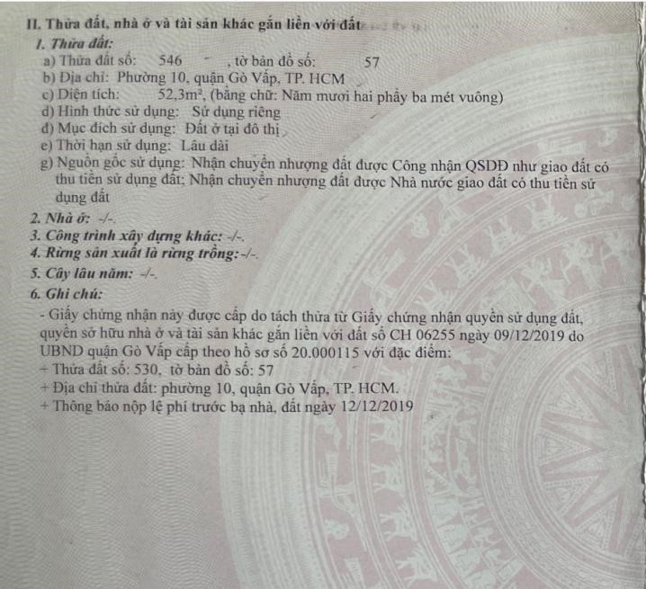 Lô đất hẻm 525 Quang Trung P10, DT 4,3x12,2m (53m2). Giá 7,4 tỷ Lô đất hẻm 525 Quang Trung P10, DT 4,3x12,2m (53m2). Giá 7,4 tỷ