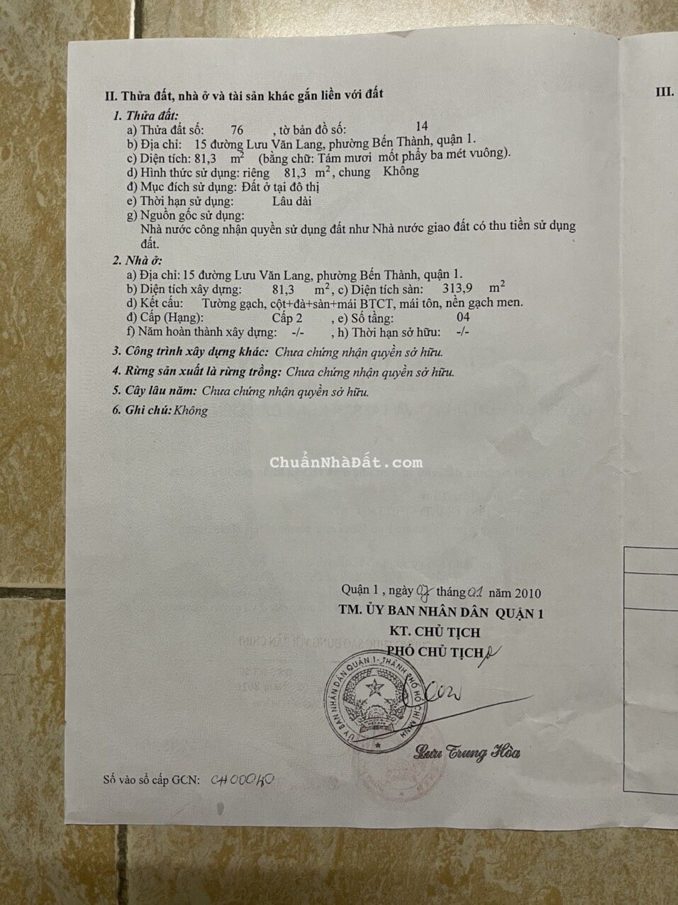 Tôi chính chủ bán nhà mặt tiền 68 Lưu Văn Lang ngay cửa Đông chợ Bến Thành Quận 1.