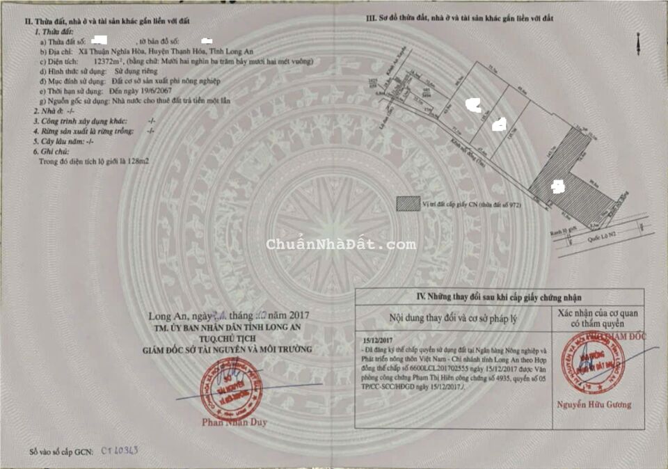 Tổng dt hơn 5 mẫu SKC xã Thuận Nghĩa Hòa, Thạnh Hóa giá 120 tỷ