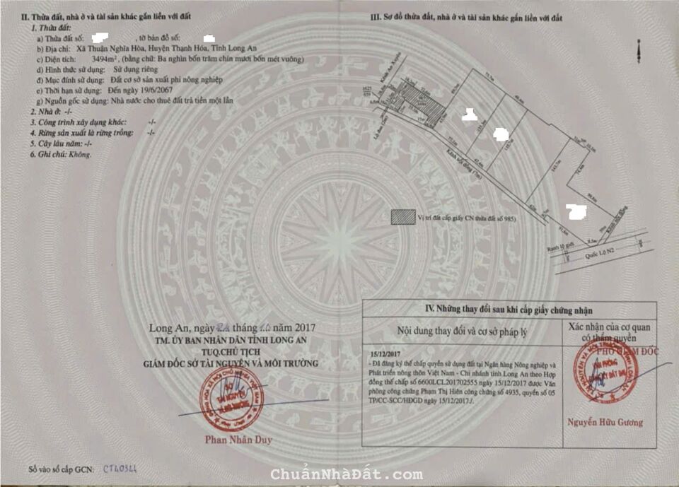 Tổng dt hơn 5 mẫu SKC xã Thuận Nghĩa Hòa, Thạnh Hóa giá 120 tỷ