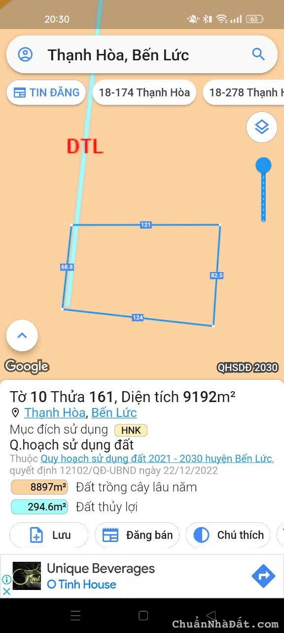 16000m2 đất vườn Thạnh Hòa,Bến Lức,Long An giá 5 tỷ