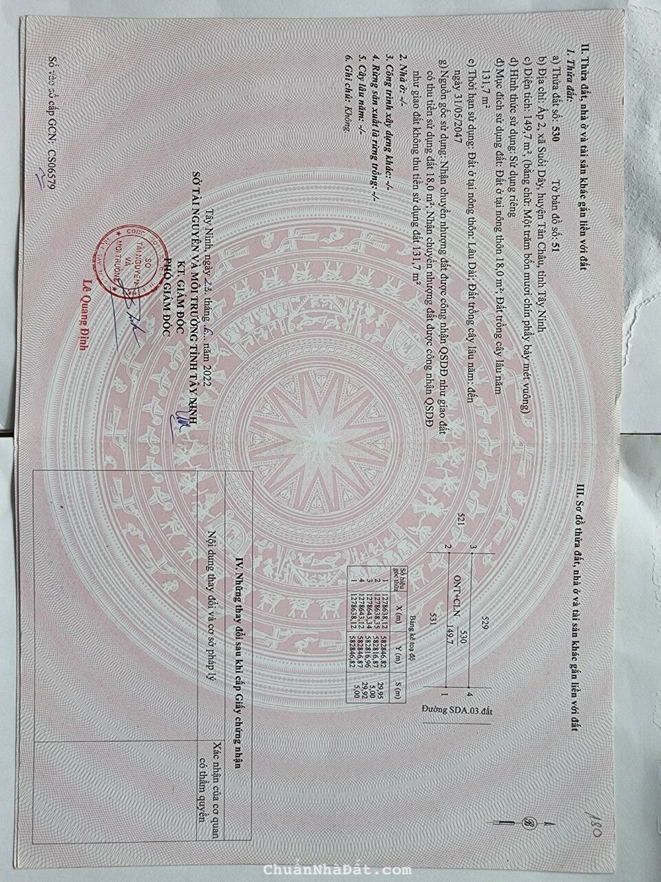 BÁN  ĐẤT MẶT TIỀN LỘ 6M (Quy hoạch 20M) Đ.SD03 , Suối Dây, Tân Châu , Tây Ninh