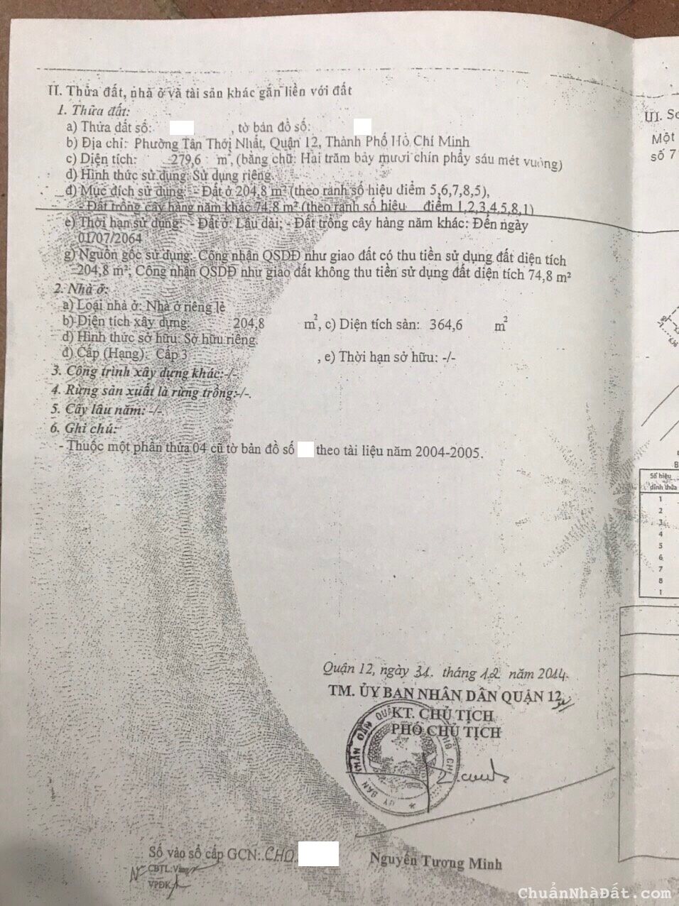 Bán ĐẤT mặt tiền đường Trường Chinh Q12 rộng 280m2, tặng luôn căn nhà 2 Tầng