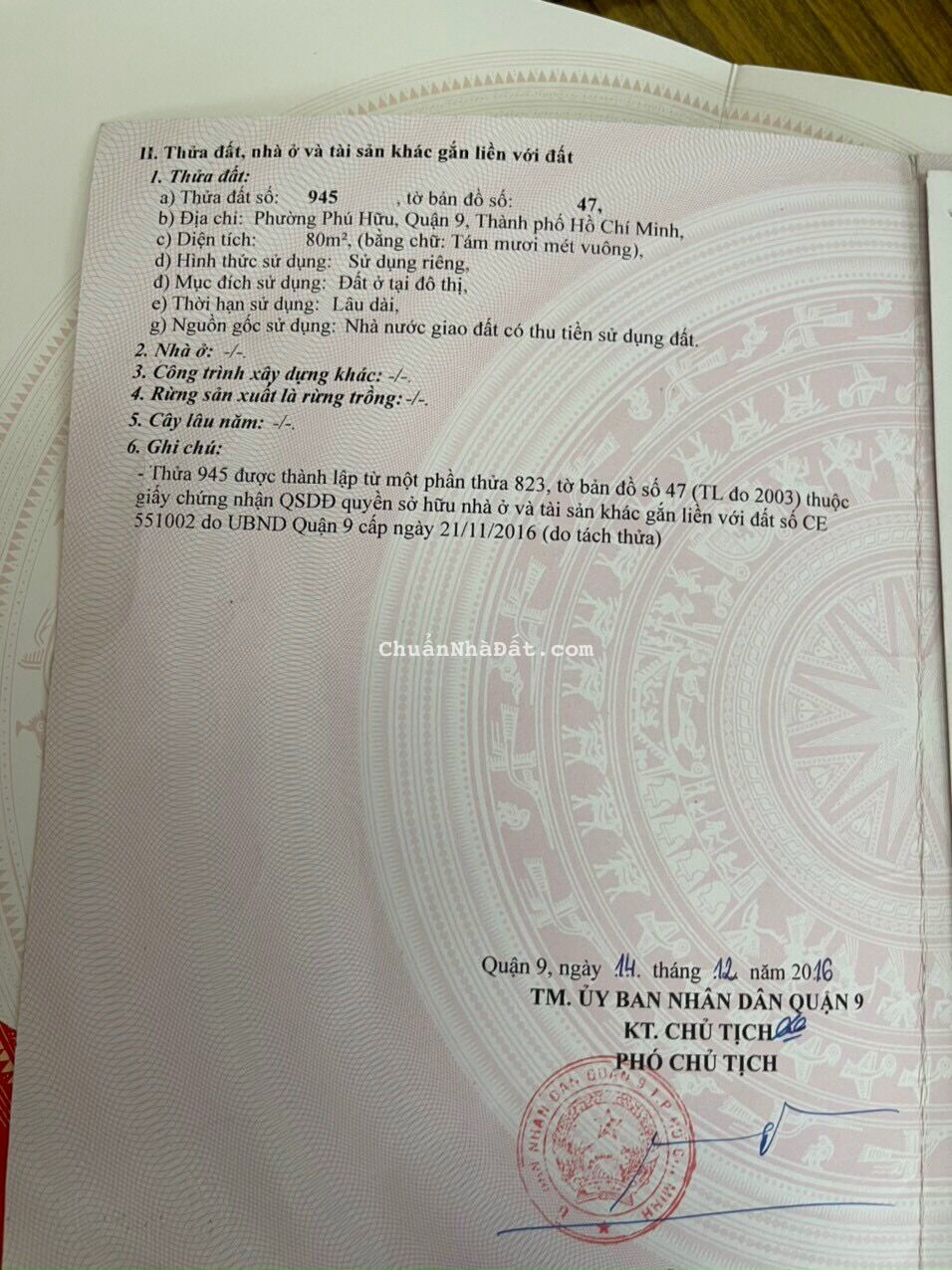 Bán Đất Đường Gò Cát,Phú Hữu, Đối Diện Chung Cư RiCa DT:80m2 (5x16)