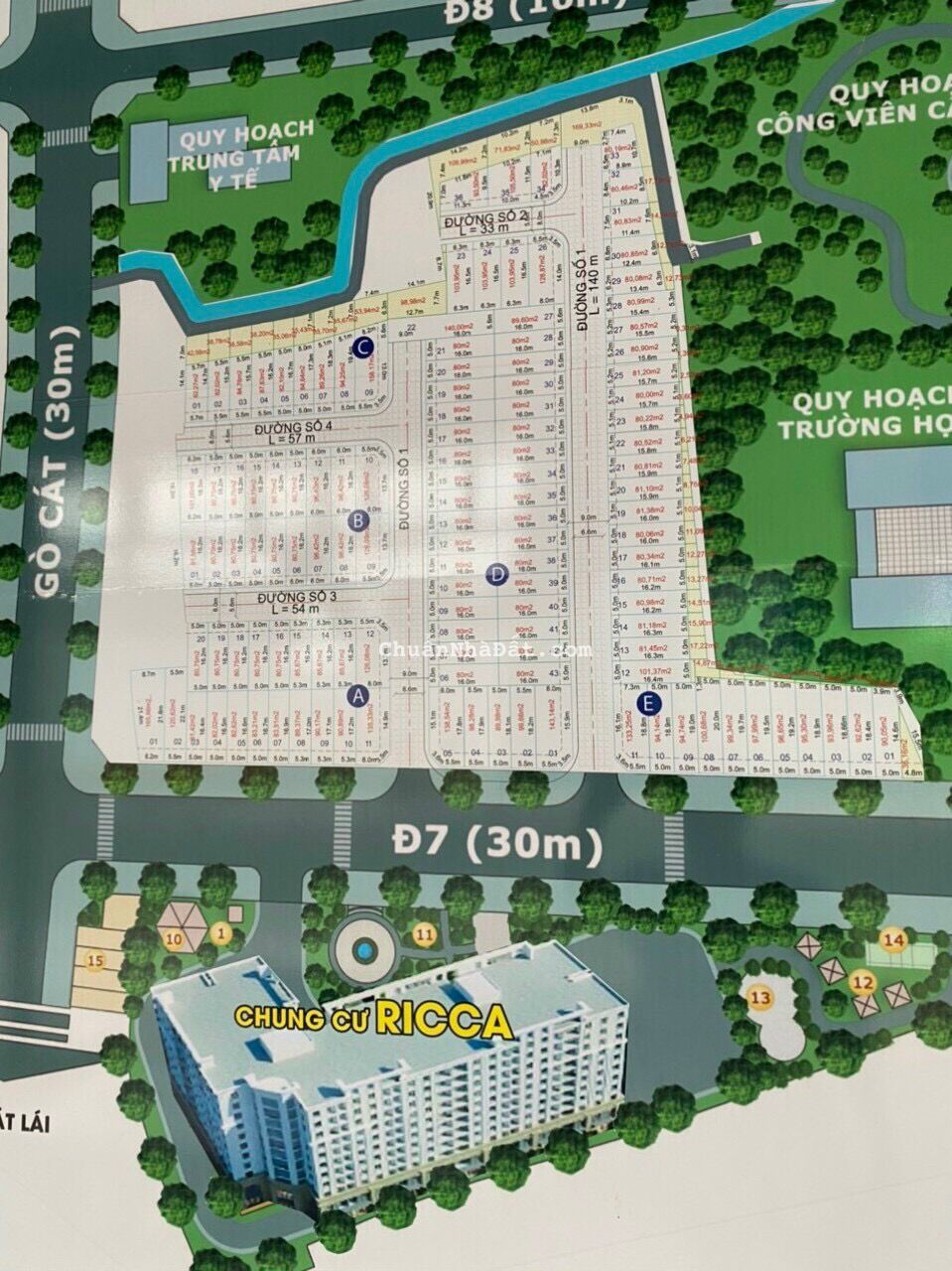 Bán Đất Đường Gò Cát,Phú Hữu, Đối Diện Chung Cư RiCa DT:80m2 (5x16)