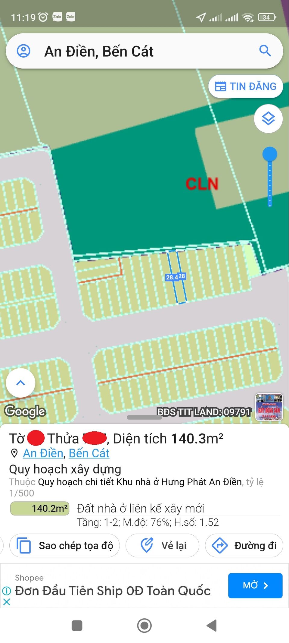 Cần bán 140m2 full thổ cư, Sổ sẵn ngay trung tâm thị xã Bến Cát. Chỉ 8,6tr/m2
