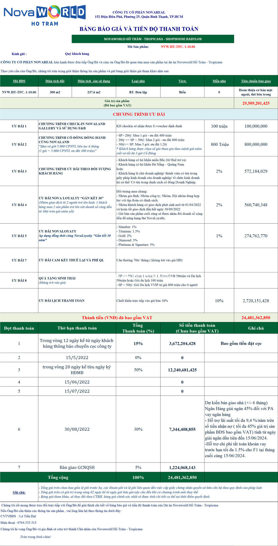 [nvw.ht-tfc.1-10.06] biệt thự biển vip duy nhất tại nova hồ tràm, 300m2. lh:0764333313