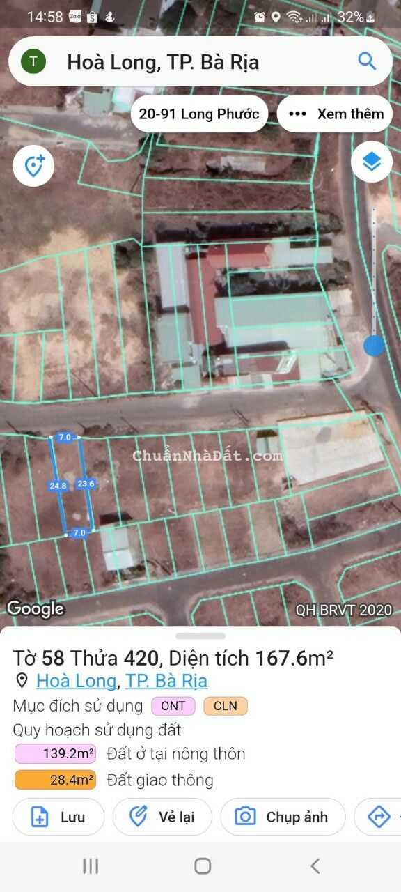 ⛔ Lô 7 x 24m, 80 TC,  Hương Lộ 2 gần VÕ VĂN KIỆT-Hòa Long 💵Giá chỉ: 2 TỶ 550 Triệu.