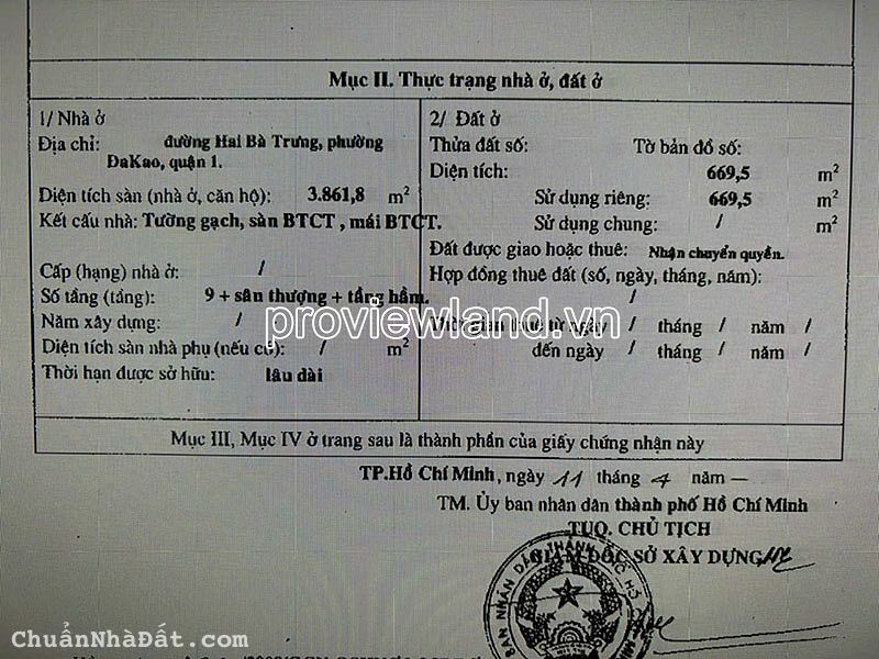 Bán toà nhà Quận 1, gồm 1 hầm + 10 tầng, MT Hai Bà Trưng, 19x33m đất, vị trí VIP