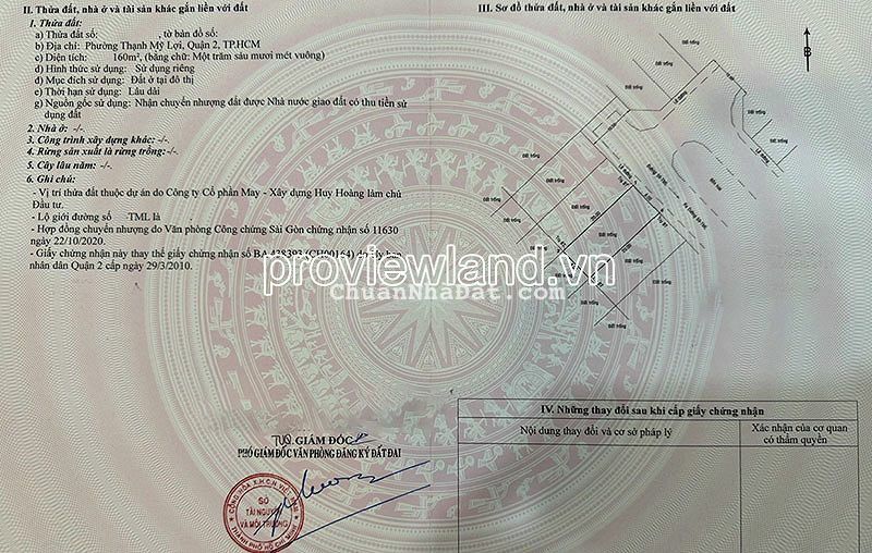 Bán lô đất tại Huy Hoàng Thạnh Mỹ Lợi có DT đất 8x20m, sổ hồng chính chủ