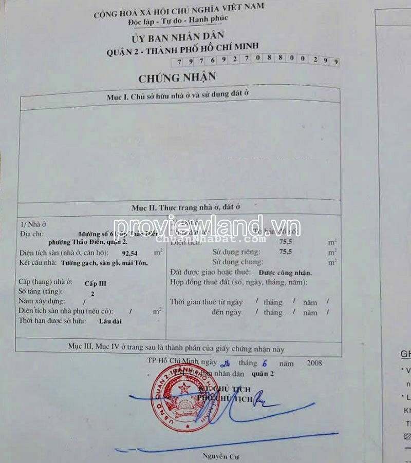 Bán đất Thảo Điền, hẻm Đường số 61, 8x12m đất, sổ hồng, khu sầm uất