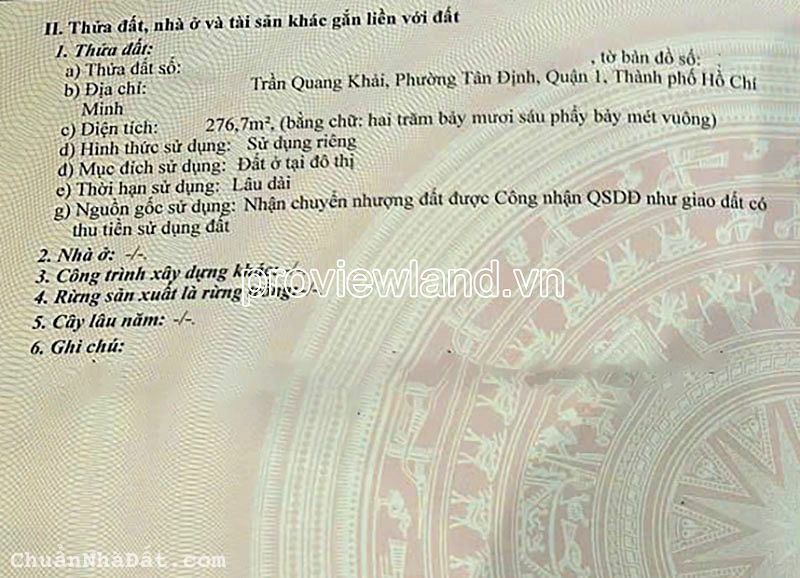 Bán lô đất mt Trần Quang Khải, Q1, đoạn 2 chiều oto, 7x39m đất, xây được cao tầng