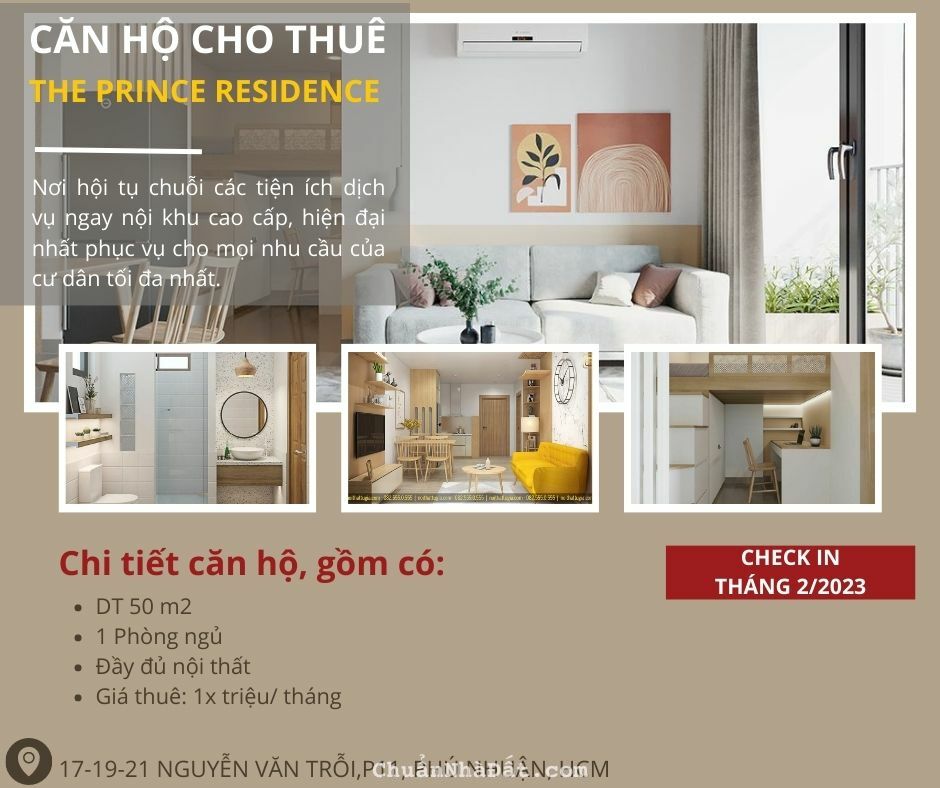 Cho thuê tại trung tâm Phú Nhuận- The Prince, 16tr/th