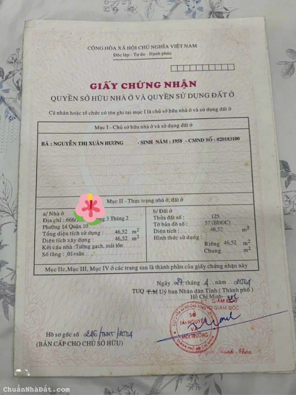 Bán nhà hẻm 666 đường 3/2 Q10 . Nhà 3 lầu giá 7,6  tỷ 