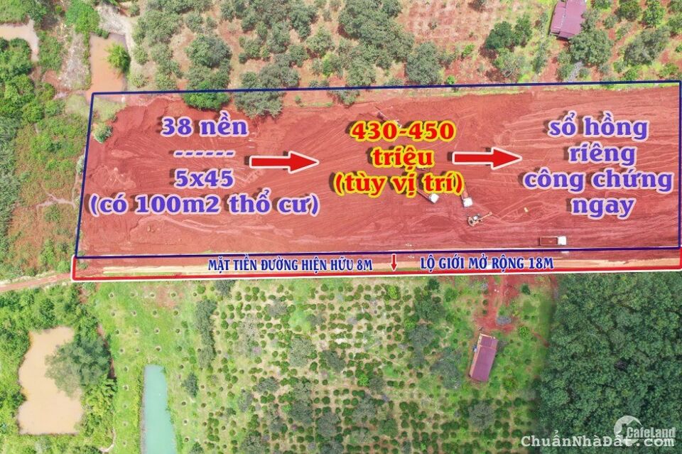 500tr 1 lô có thổ cư 100m2. Diện tích tổng 250m2. SHR chính chủ. Đường ô tô vào tận nơi