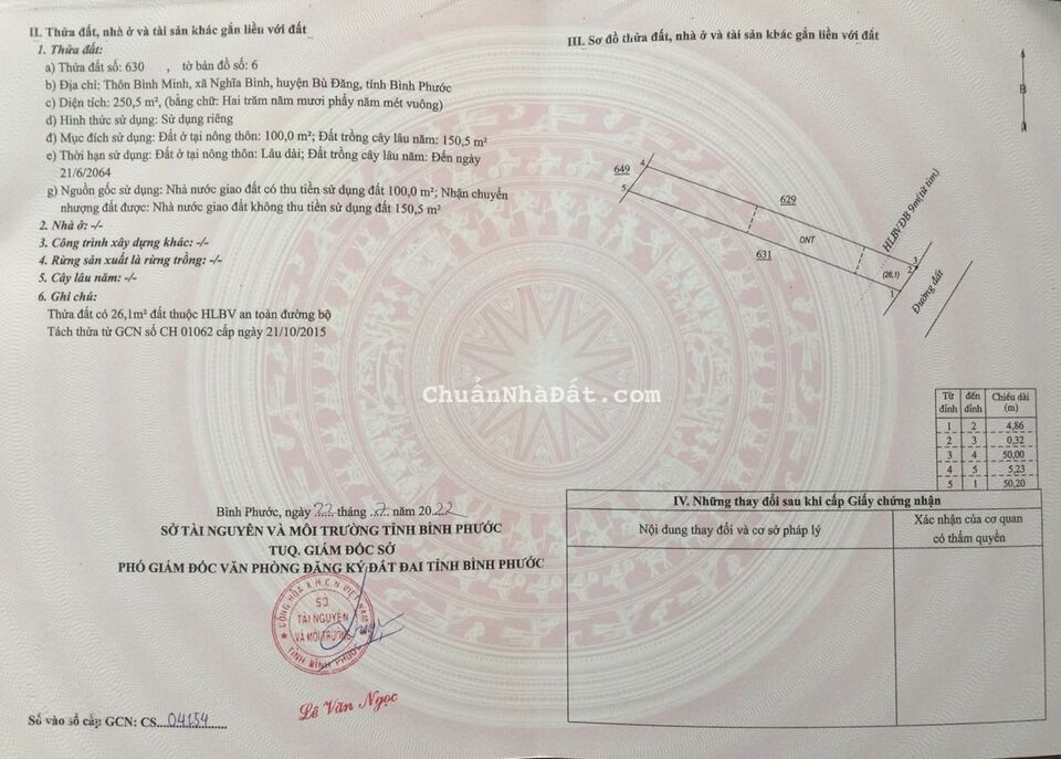 500tr 1 lô có thổ cư 100m2. Diện tích tổng 250m2. SHR chính chủ. Đường ô tô vào tận nơi