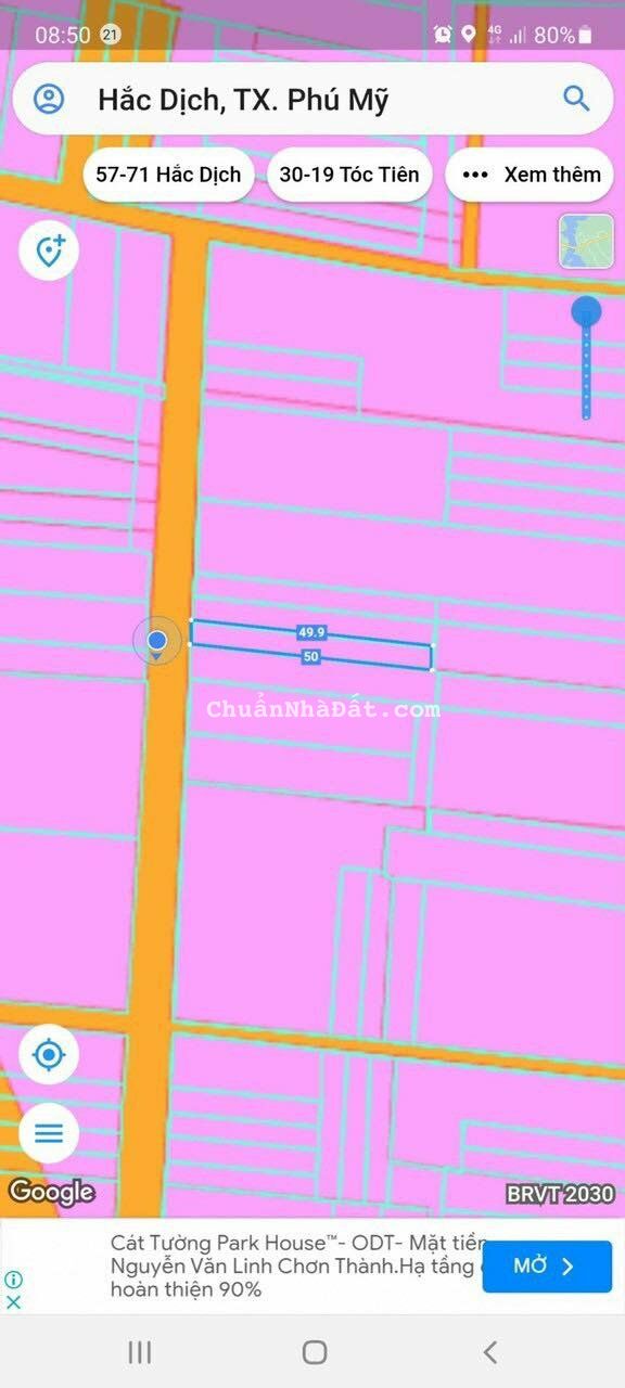 Bán nền đất Hắc Dịch, Diện tích 5 x 50 ( có 60m2 thổ cư ), đường nhựa 8m, đường thông, giá 1,7 tỷ