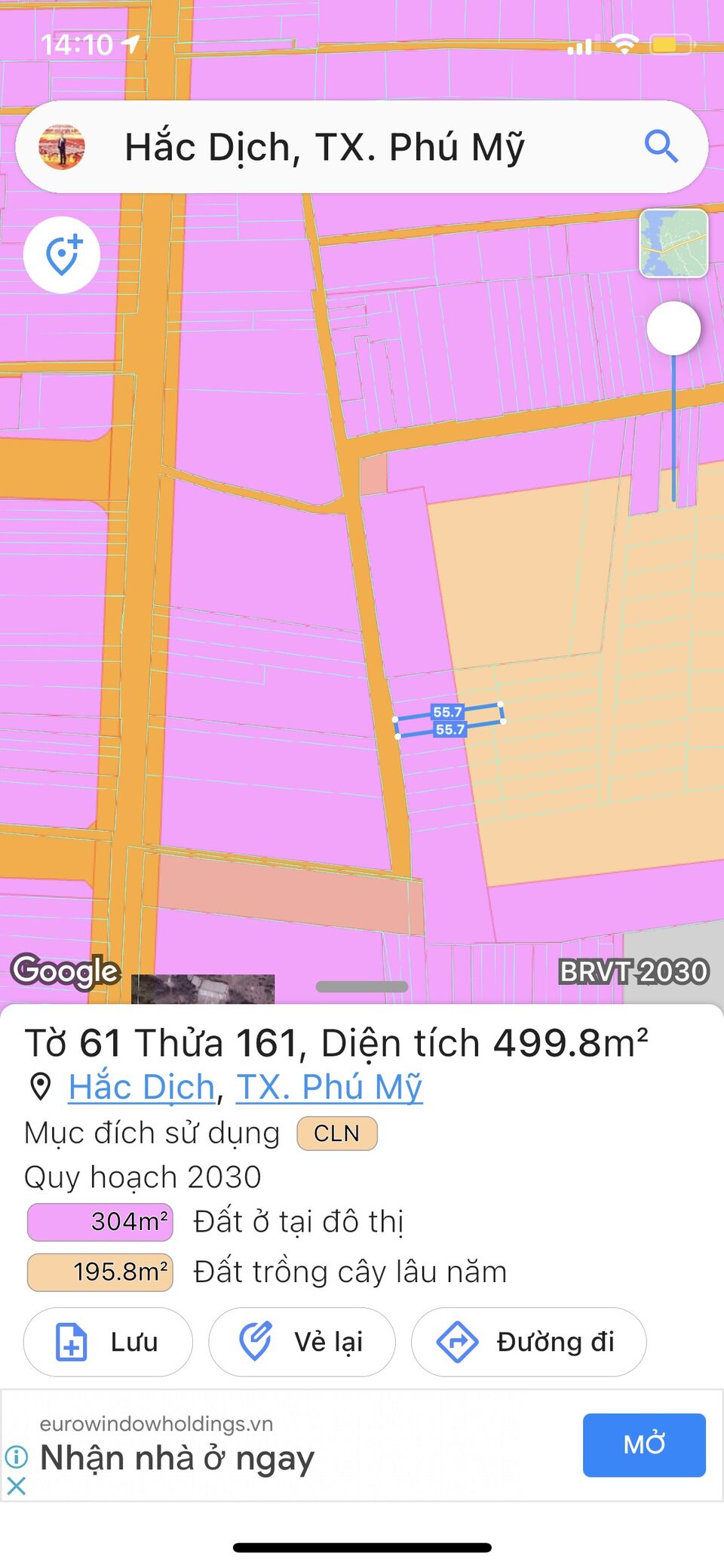 Bán gấp nền đất Hắc Dịch, diện tích 9 x 55, giá 1,55 tỷ, đường 8m. LH: 0932733878