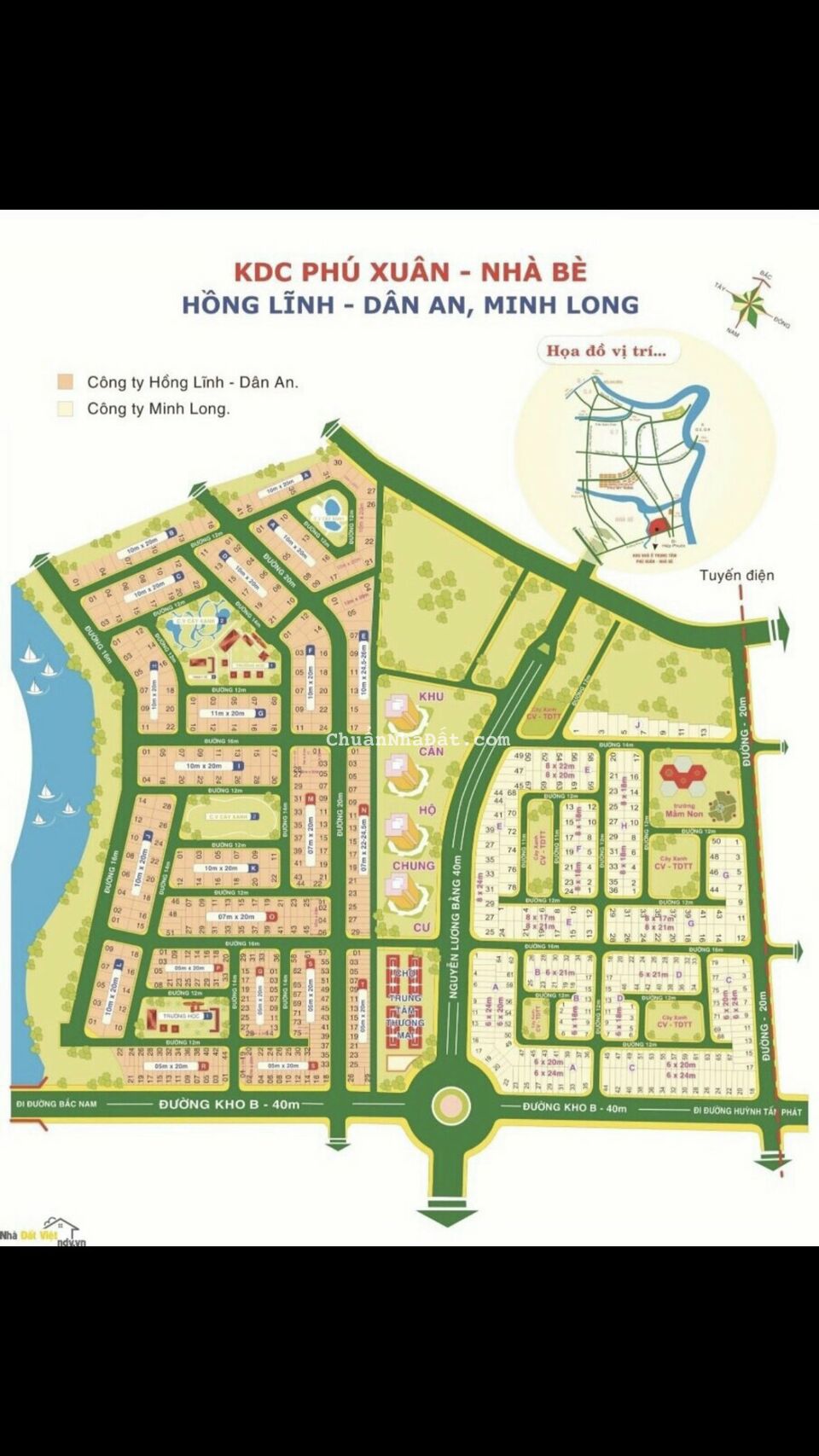 Chính chủ cần bán nền biệt thự view sông giá 45tr/m2