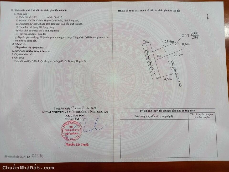 Chủ kẹt bán gấp 204m2 đất thổ mt huyện 24 Tân Chánh giá rẻ mặt bằng kinh doanh Chủ kẹt bán gấp 204m2 đất thổ mt huyện 24 Tân Chánh giá rẻ mặt bằng kinh doanh