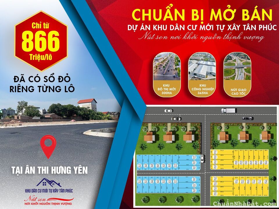 chuẩn bi mở bán khu dân cư tân phúc, tại Hưng Yên. giá 866tr. LH: 0962615890