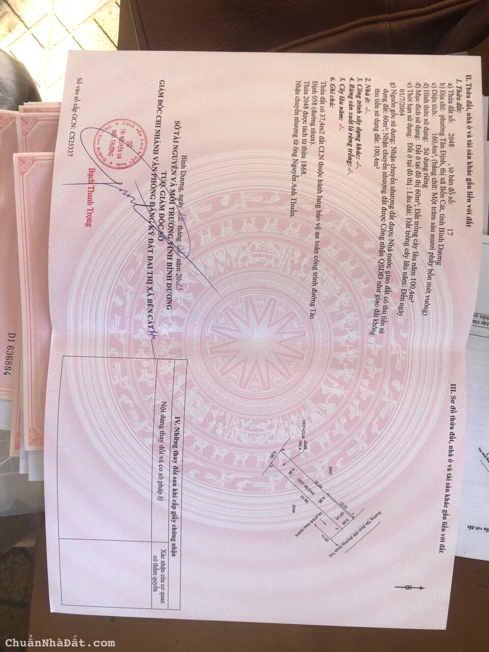 Bán đất mặt tiền tân định bến cát, Dt 5*30, tc 60m. Đường thông, gần chợ, trường,...giá 1.5 tỷ tl