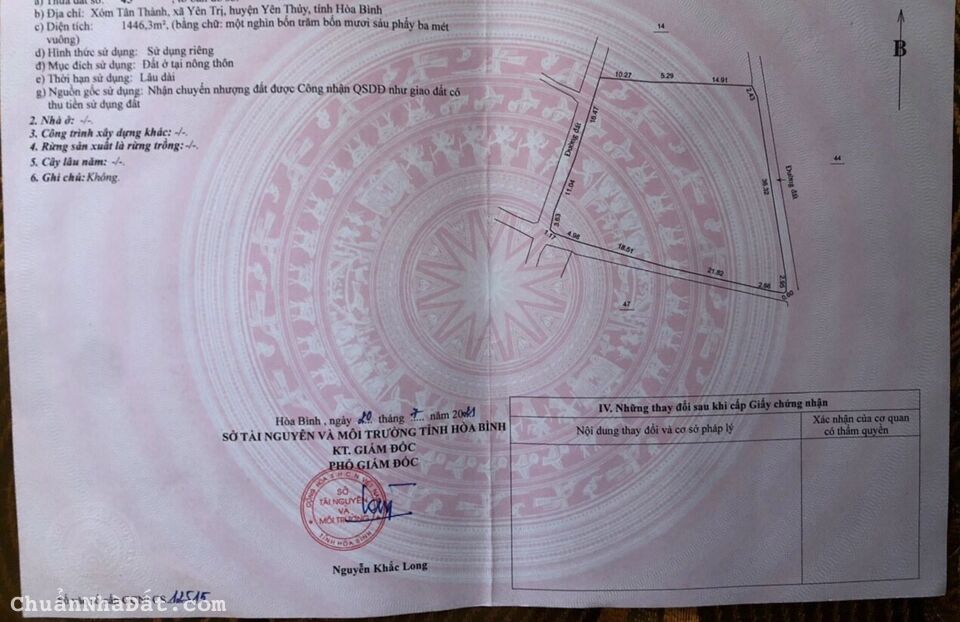  Lô góc đẹp 3 mặt tiền tọa lạc ngã 4 Hòa Bình,mặt tiền 50m, ô tô tránh, 1446m full thổ cư, hơn 3 tỷ