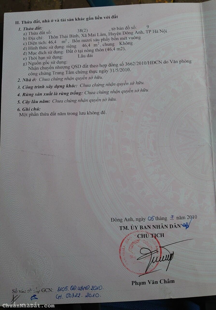 46m2 Thái Bình- Mai Lâm- Đông Anh ( 2X/m2 )