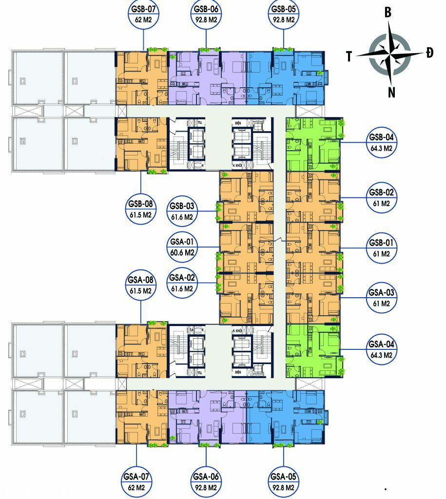 Bán căn hộ chung cư Geleximco Southern Star 897 giải phóng, 62m2 và 93m2 tầng 15, 16, giá 32tr/m. O
