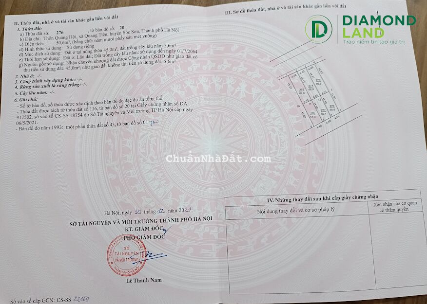 thanh khoản 50.6m2 Quảng Hội - Quang Tiến - Sóc Sơn