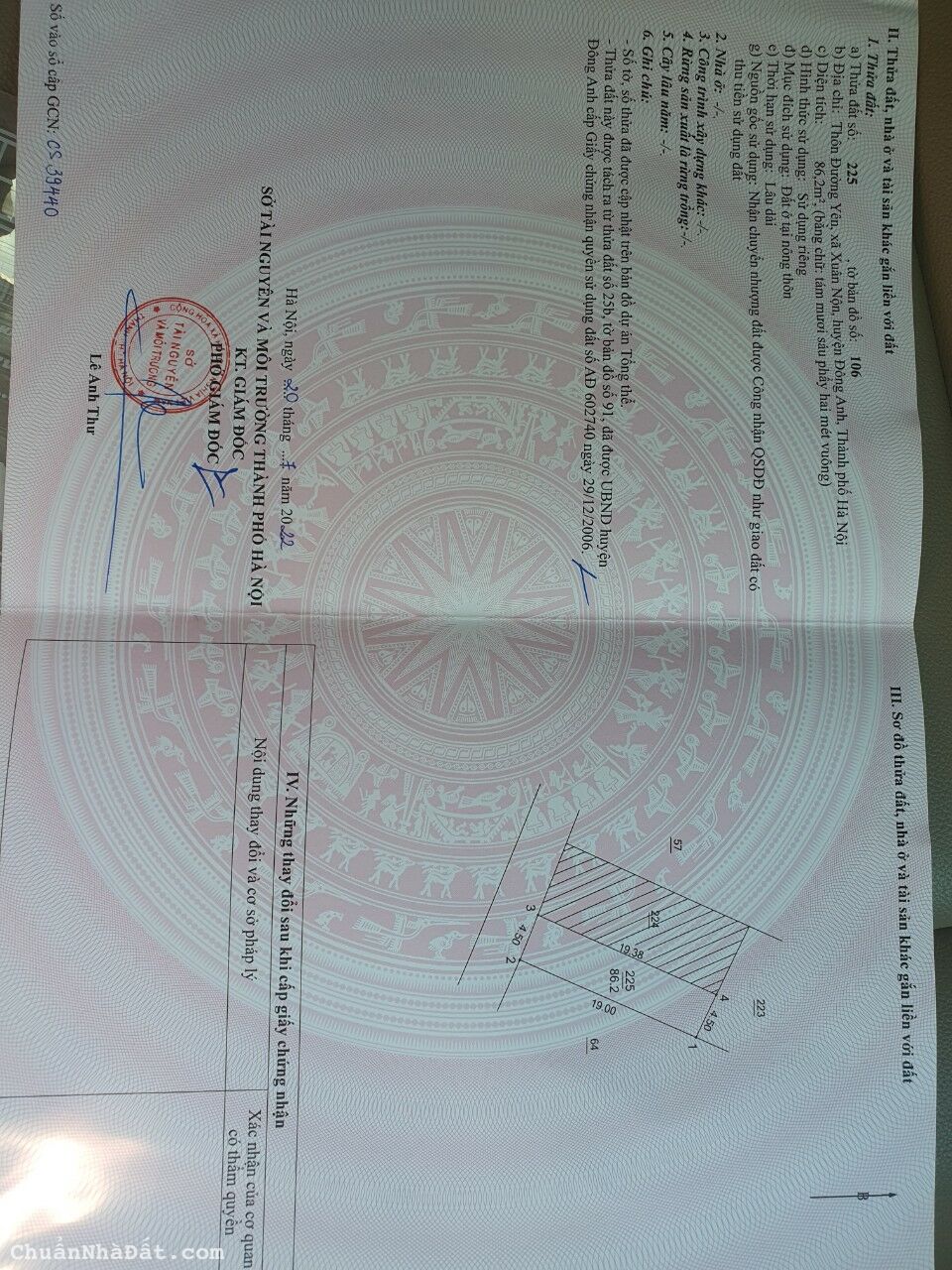 bán nhanh 86m2 Đường Yên - Xuân Nộn 