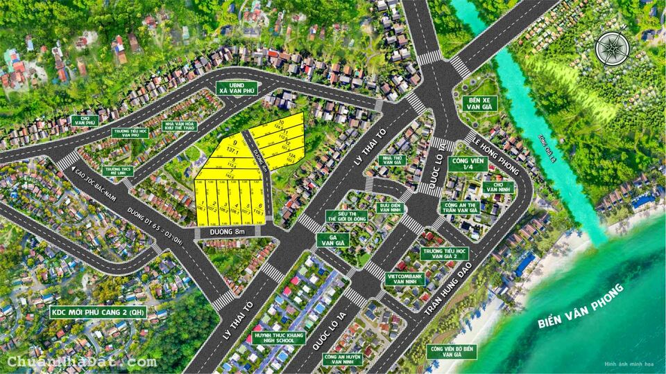 bán đất nền sổ đỏ tại thị trấn Vạn Giã huyện Vạn ninh trung tâm khu kinh tế Vân Phong