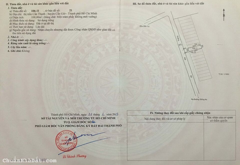 Bán đất Cần Giờ 100m2 khu dân cư Giồng Ao trung tâm Thị trấn Cần Thạnh huyện Cần Giờ TPHCM 