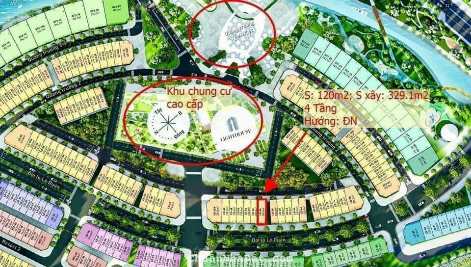  Bán căn xẻ khe 4 tầng trục chính Lê Duẩn, Ecopark, TPHD, 120m2, mt 6m, KD sầm uất, giá tốt