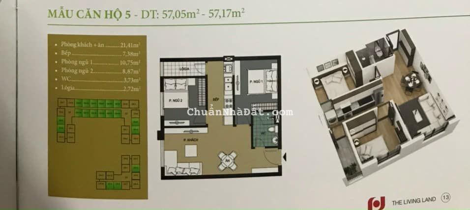 Bán chung cư Trần Hưng Đạo tòa N01, TP HD, 57.7m2, 2 ngủ, 1 vệ sinh, view đẹp, giá rẻ