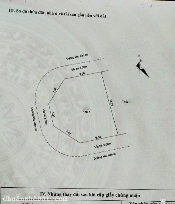 Bán lô góc 3 mặt đường nhà vườn KĐT Tuệ Tĩnh, TP HD, 188.7m2, vị trí rất đẹp, sầm uất
