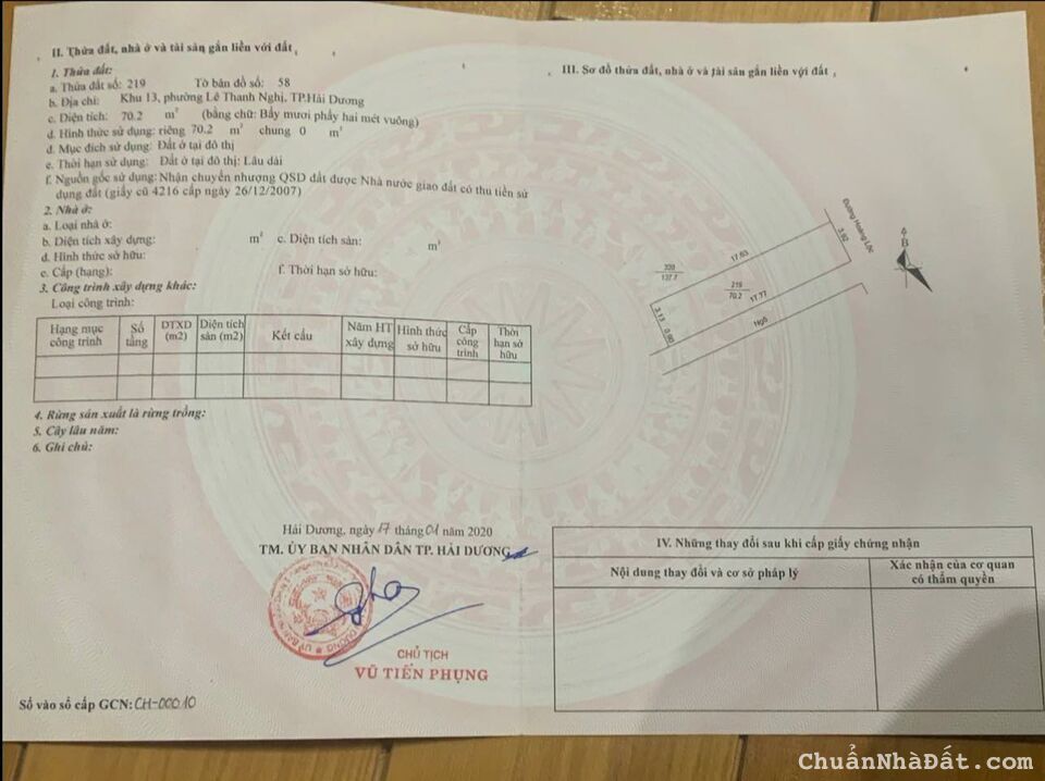 Bán đất mặt phố Hoàng Lộc, ph Lê Thanh Nghị, TP HD, 70.2m2, mt 3.92m, lô góc, giá rất ok