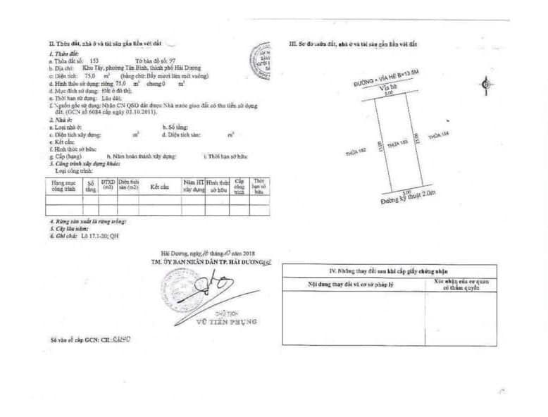 Bán đất mặt đường Hồ Tùng Mậu, ph Tân Bình, TP HD, 150m2, mt 10m, vị trí đẹp, giá tốt