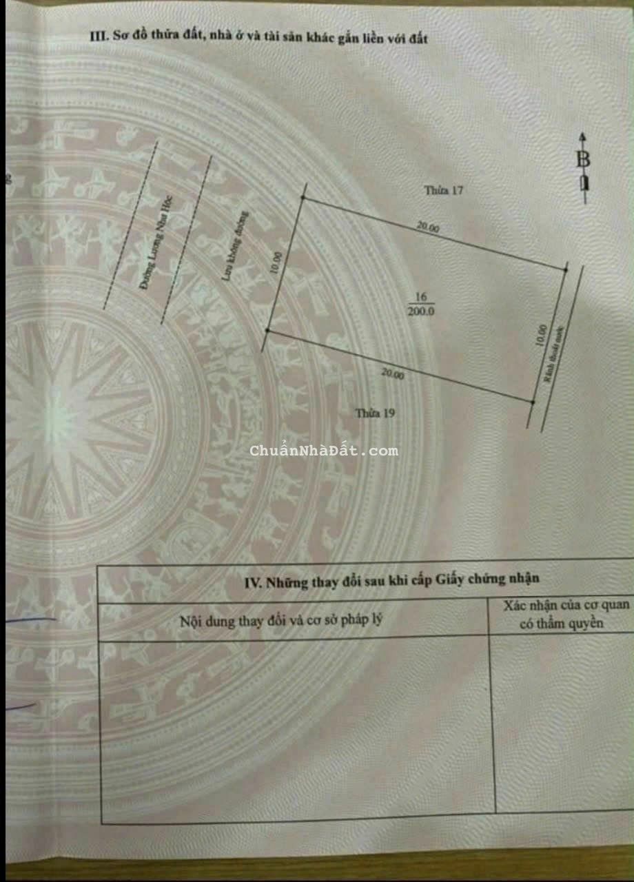 Bán lô đất 200m2 mặt đường Lương Như Học, phường Tân Hưng, TP HD, mặt tiền 10m Bán lô đất 200m2 mặt đường Lương Như Học, phường Tân Hưng, TP HD, mặt tiền 10m