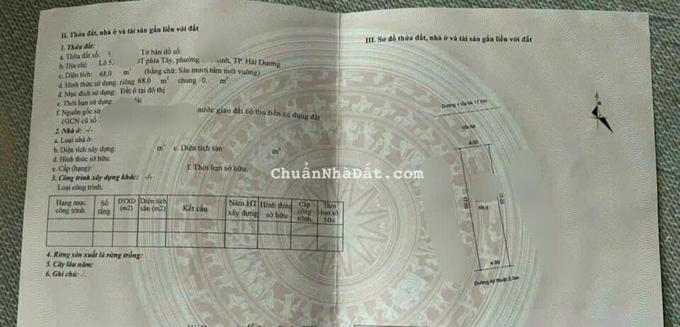 Bán lô đất đường nhánh Hoàng Quốc Việt, TP HD, 68m2, mt 4m, đường 17.5m cực thoáng, giá rất tốt