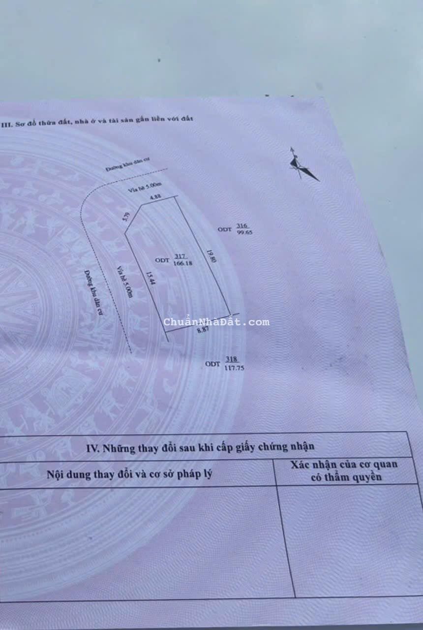 Bán lô góc KĐT Việt Hòa, ph Việt Hòa, TP HD, 166.18m2, 2 mặt đường, vỉa hè 5m rộng rãi