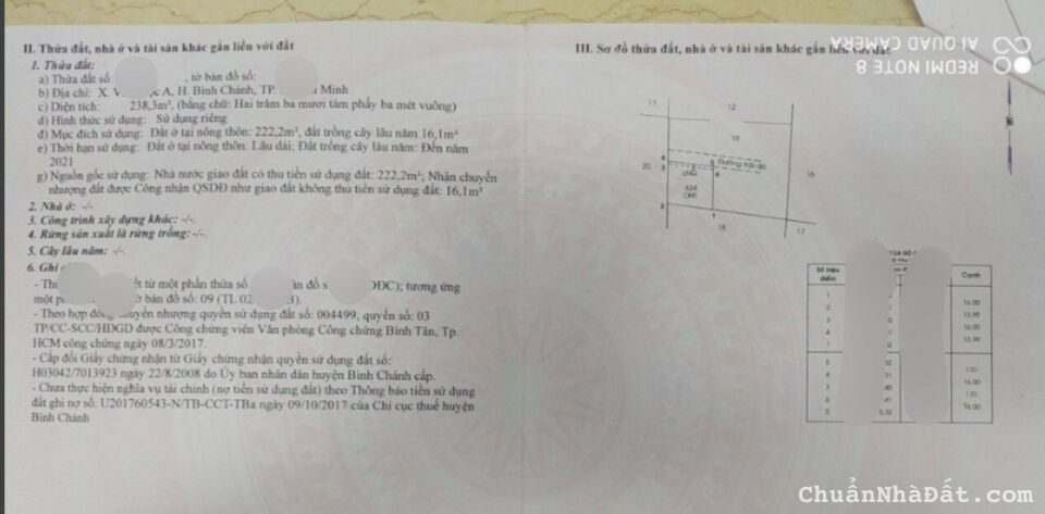 Đất 1/ đường lớn 16x15 shr vĩnh lộc A 6,2 tỷ