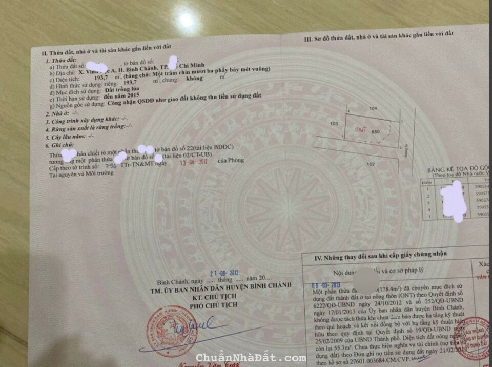 Bán Đất 1/đường thới hòa 2MT thoán  SHR 10x20  6,4 tỷ