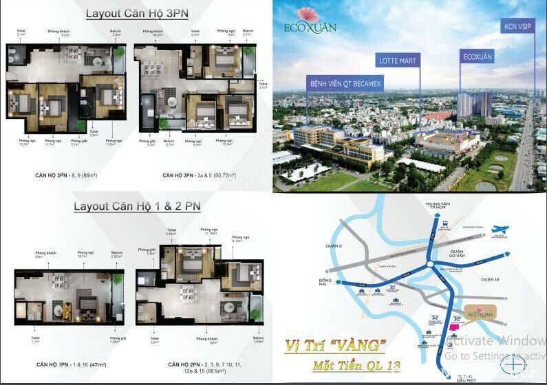 Bán căn hộ 3PN liền kề Lotter Mart và BV quốc tế Becamex