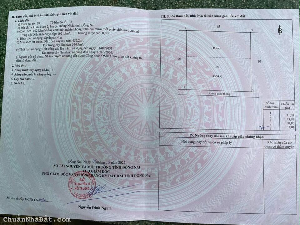 Gia Đình Cần Bán Đất Sào Bàu Hàm 2 ( 0933425550)