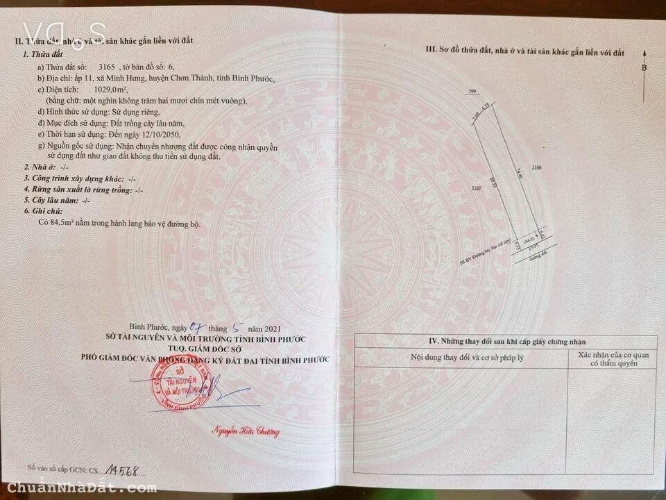 Bán đất chính chủ hơn 1000m2 tại Thị Xã Chơn Thành giữa 3 cụm khu công nghiệp. Giá 490tr. 