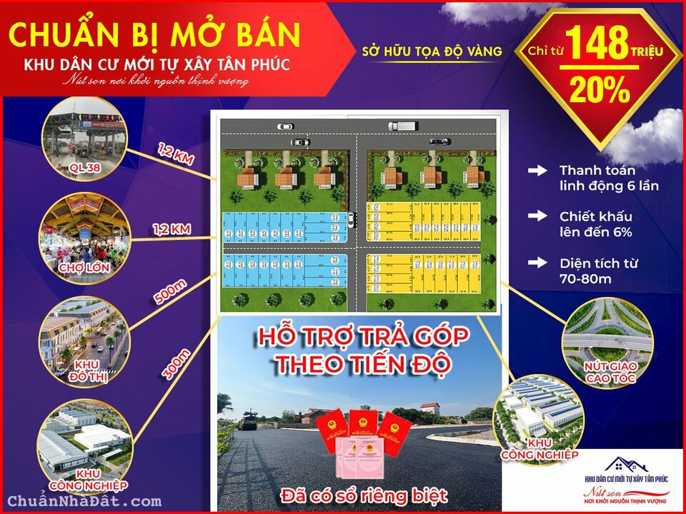 bán đất khu dân cư mới cạnh đô thị, đường trải nhựa 7 mét